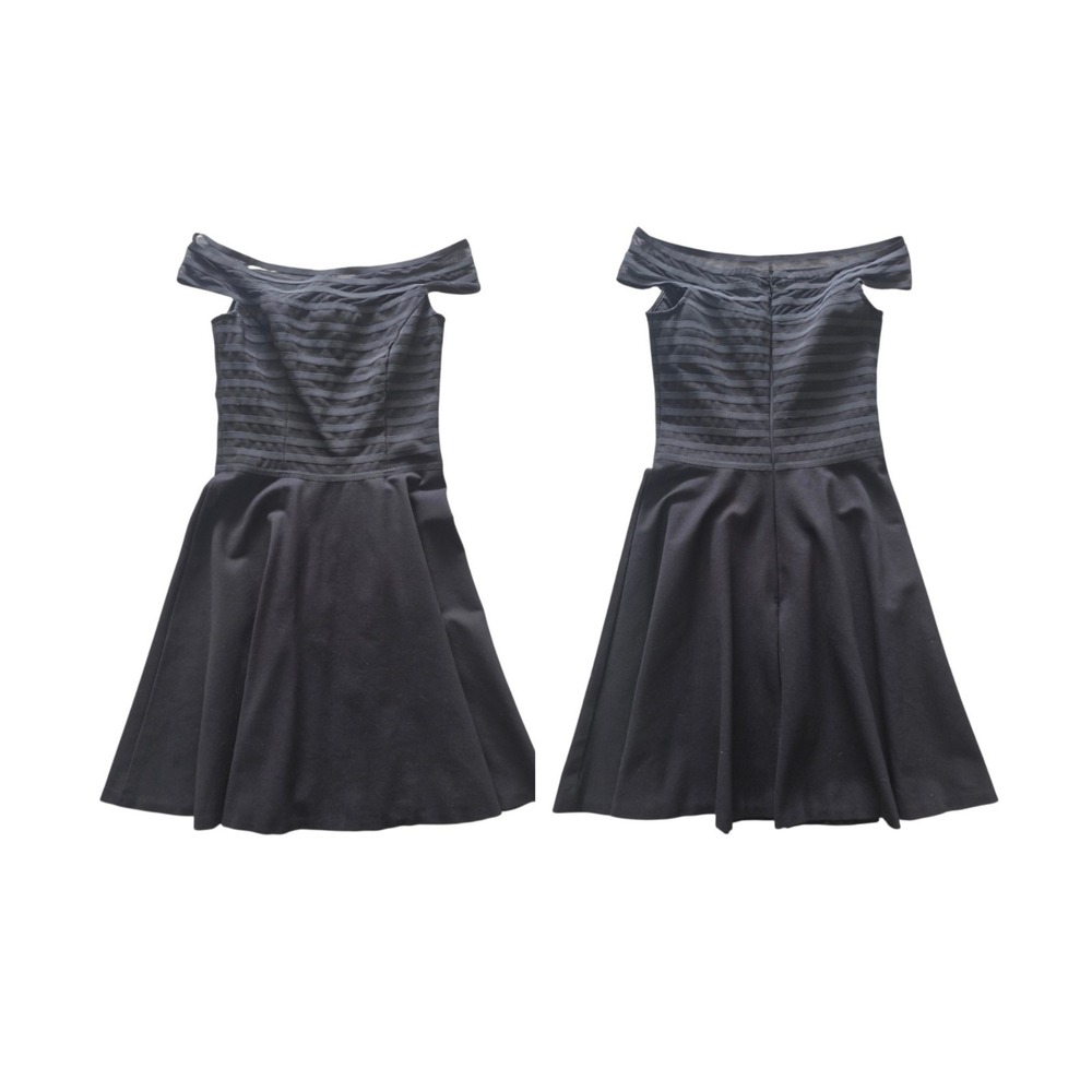 Catherine Malandrino Rhea party dress Black Off Shoulder Fit Flare Sz 0 Cocktail - Picture 3 of 15
